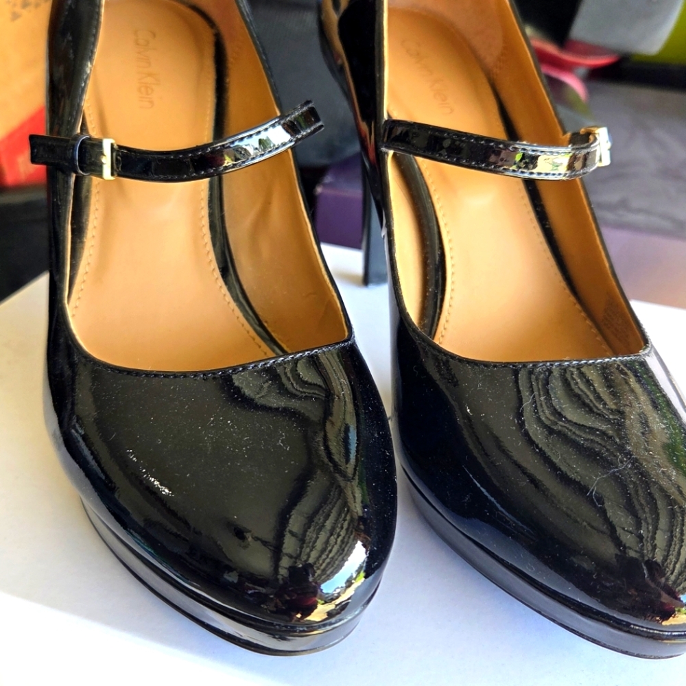 Calvin Klein black Patent Paislie Mary Jane With Single. Strap